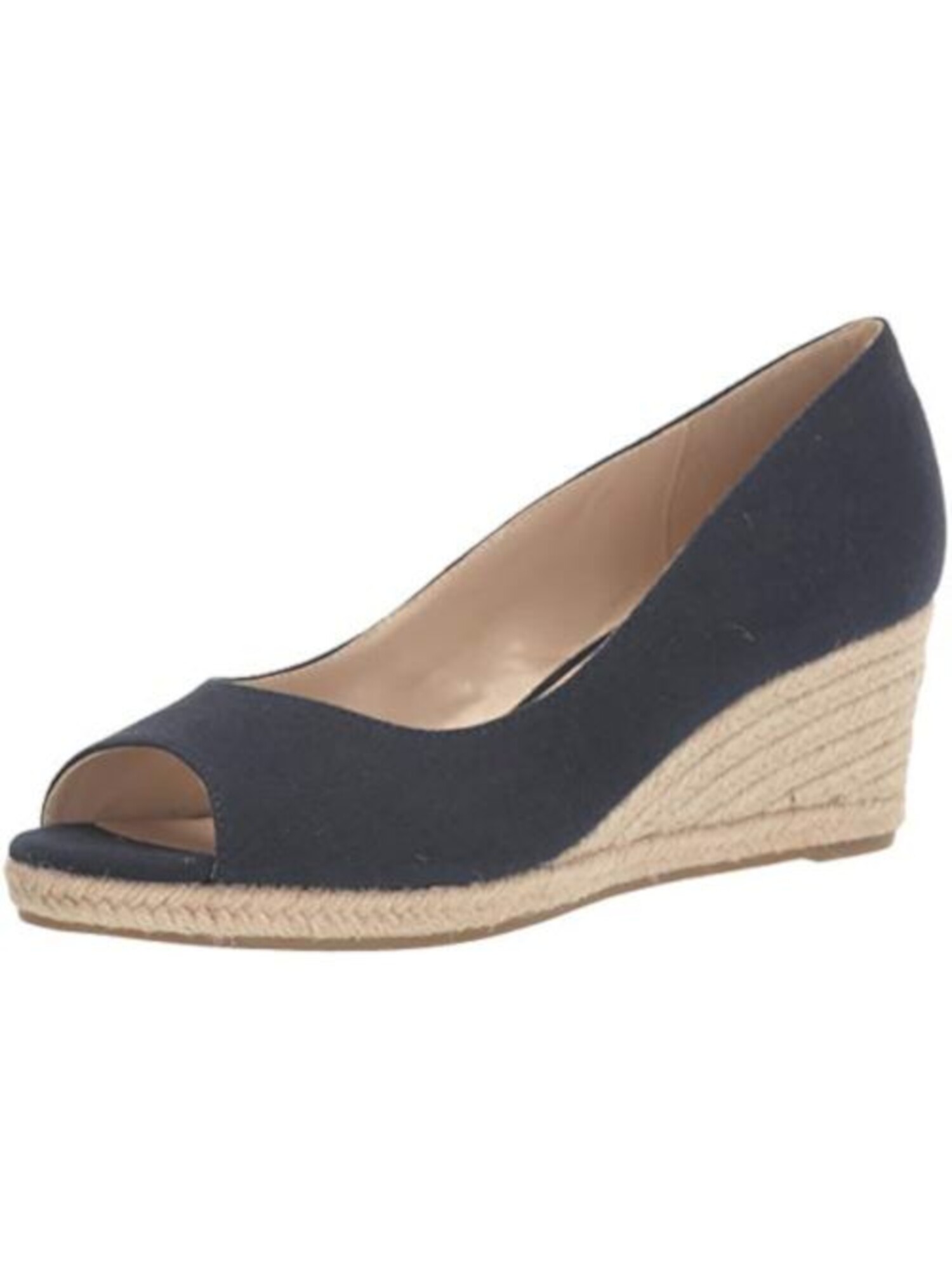 BANDOLINO Womens Dark Blue Navy Breathable Padded Nuri Peep Toe Wedge Slip On Espadrille Shoes 6 M